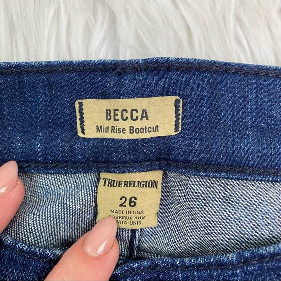 True Religion Women's Becca Midrise Bootcut Blue Size 26 Distressed - Picture 7 of 14